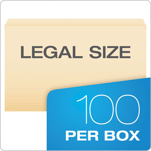 Manila File Folders, Straight Tab, Legal Size, 100/Box