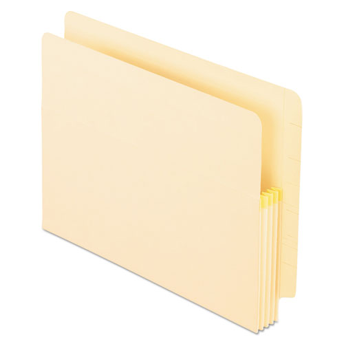 Manila Drop Front Shelf File Pockets with Tyvek Gusset Top, 1.75" Expansion, Letter Size, Manila, 25/Box