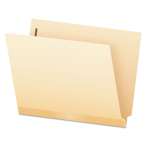 Manila Laminated End Tab Folders with Two Fasteners, Straight Tab, Letter Size, 11 pt. Manila, 50/Box | by Plexsupply