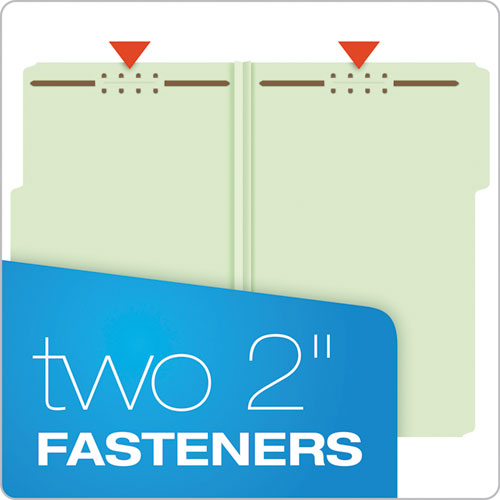 Heavy-Duty Pressboard Folders w/ Embossed Fasteners, Legal Size, Green, 25/Box