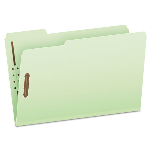 Image of Pendaflex® Heavy-Duty Pressboard Folders With Embossed Fasteners, 1/3-Cut Tabs, 2" Expansion, 2 Fasteners, Legal Size, Green, 25/Box
