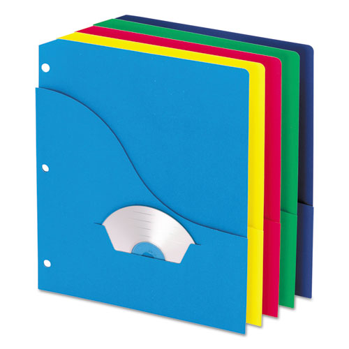 Pocket Project Folders, 3-Hole Punched, Letter Size, Assorted Colors, 10/Pack | by Plexsupply