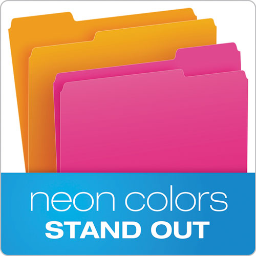 Image of Pendaflex® Glow File Folders, 1/3-Cut Tabs: Assorted, Letter Size, 0.75" Expansion, Assorted Colors, 24/Pack