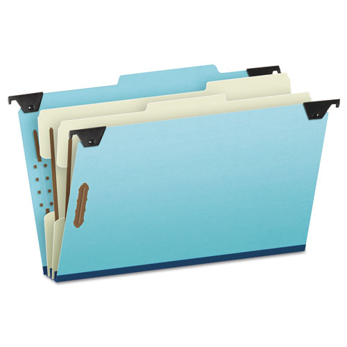 Pendaflex® Hanging Classification Folders With Dividers, Legal Size, 2 Dividers, 2/5-Cut Exterior Tabs, Blue