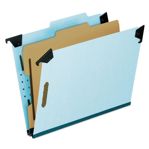 Hanging Classification Folders with Dividers, Letter Size, 1 Divider, 2/5-Cut Tab, Blue | by Plexsupply