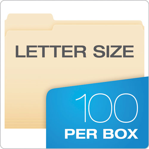 Image of Pendaflex® Manila File Folders, 1/3-Cut Tabs: Assorted, Letter Size, 0.75" Expansion, Manila, 100/Box
