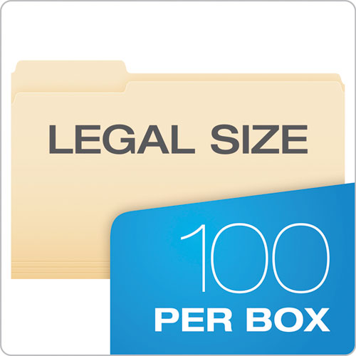 Image of Pendaflex® Manila File Folders, 1/3-Cut Tabs: Assorted, Legal Size, 0.75" Expansion, Manila, 100/Box