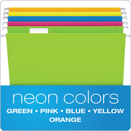 Image of Glow Hanging File Folders, Letter Size, 1/5-Cut Tabs, Assorted Colors, 25/Box