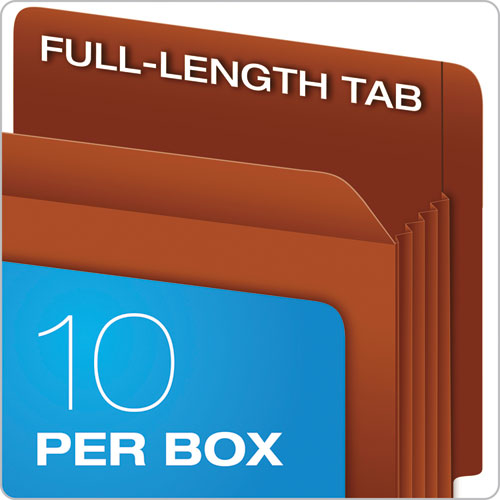 Image of Pendaflex® Heavy-Duty End Tab File Pockets, 3.5" Expansion, Legal Size, Red Fiber, 10/Box