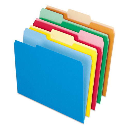 Image of Pendaflex® Interior File Folders, 1/3-Cut Tabs: Assorted, Letter Size, Assorted Colors: Blue/Green/Orange/Red/Yellow, 100/Box