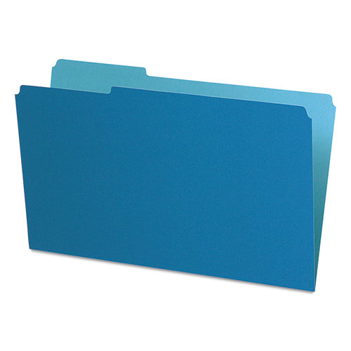 INTERIOR FILE FOLDERS, 1/3-CUT TABS, LEGAL SIZE, BLUE, 100/BOX