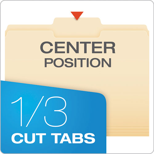 Image of Pendaflex® Manila File Folders, 1/3-Cut Tabs: Center Position, Letter Size, 0.75" Expansion, Manila, 100/Box
