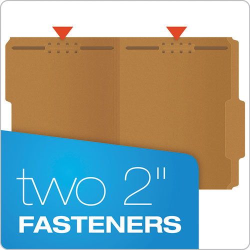 Kraft Folders with Two Fasteners, 2/5-Cut Tabs, Right of Center, Letter Size, Kraft, 50/Box
