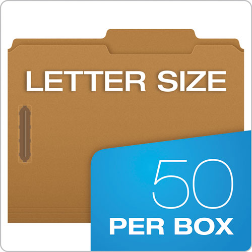 Image of Pendaflex® Kraft Fastener Folders, 2/5-Cut Tabs, 2 Fasteners, Letter Size, Kraft Exterior, 50/Box