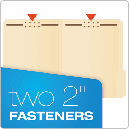 Manila Folders with Two Fasteners, 1/3-Cut Tabs, Letter Size, 50/Box