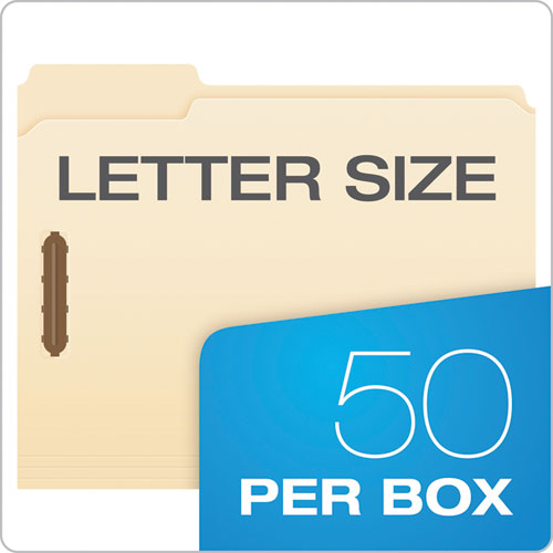 Image of Pendaflex® Manila Fastener Folders, 1/3-Cut Tabs, 2 Fasteners, Letter Size, Manila Exterior, 50/Box