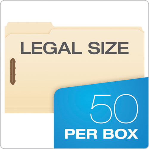 Image of Pendaflex® Manila Fastener Folders, 1/3-Cut Tabs, 2 Fasteners, Legal Size, Manila Exterior, 50/Box