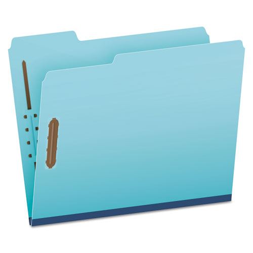 Pendaflex® Heavy-Duty Pressboard Folders With Embossed Fasteners, 1/3-Cut Tabs, 1" Expansion, 2 Fasteners, Letter Size, Blue, 25/Box