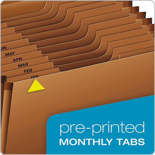 Heavy-Duty Expanding File with Reinforced Flap, 12 Sections, Elastic Cord Closure, 1/3-Cut Tabs, Letter Size, Redrope