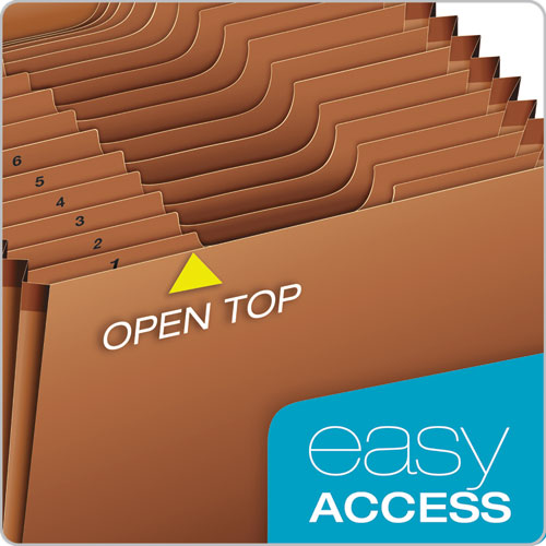 Heavy-Duty Open-Top Expanding Stadium File, 31 Sections, 1/3-Cut Tabs, Letter Size, Redrope