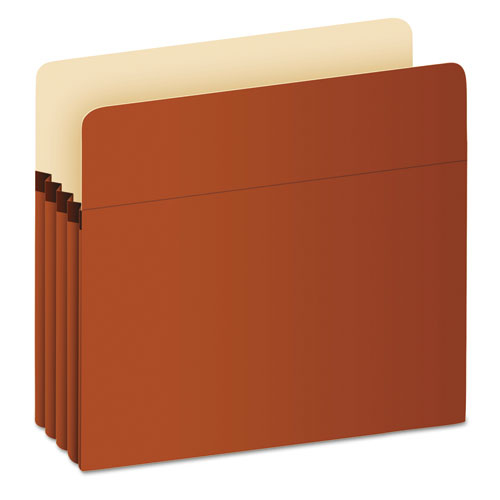 Pocket File, 3.5" Expansion, Letter Size, Red Fiber | by Plexsupply