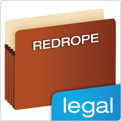 Image of Pocket File, 5.25" Expansion, Legal Size, Red Fiber