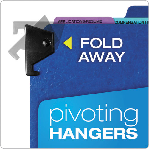 Image of Hanging-Style Personnel Folders, 5 Dividers with 1/5-Cut Tabs, Letter Size, 1/3-Cut Exterior Tabs, Blue