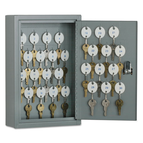 7125011515435 SKILCRAFT Locking Key Cabinet, 30, 8w x 2 5/8d x 12 1/4h, Gray