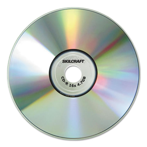 7045015155375, SKILCRAFT CD-R Recordable Disc, 700 MB/80min, 52x, Spindle, Silver, 100/Pack