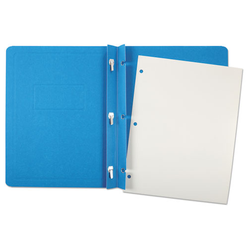Image of Oxford™ Title Panel And Border Front Report Cover, 3-Prong Fastener, Panel And Border Cover, 0.5" Cap, 8.5 X 11, Light Blue, 25/Box