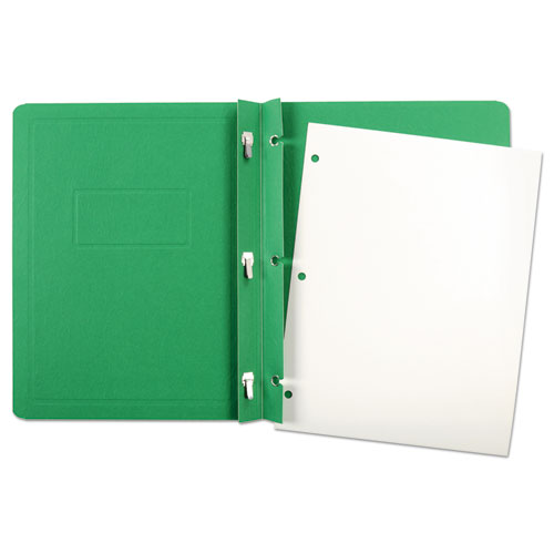 Title Panel and Border Front Report Cover, Three-Prong Fastener, 0.5" Capacity, 8.5 x 11, Light Green/Light Green, 25/Box