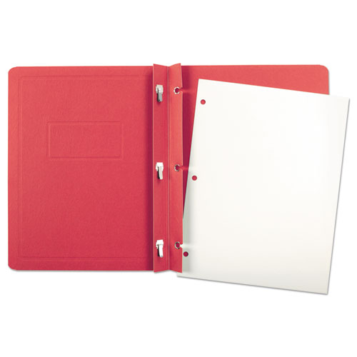 Report Cover, 3 Fasteners, Panel and Border Cover, Letter, Red, 25/Box