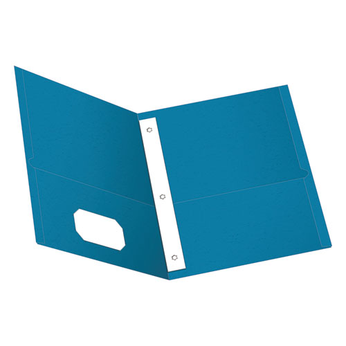 Oxford™ Twin-Pocket Folders With 3 Fasteners, 0.5" Capacity, 11 X 8.5, Light Blue, 25/Box