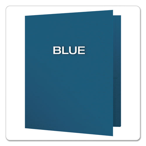 Twin-Pocket Folders with 3 Fasteners, Letter, 1/2" Capacity, Blue, 25/Box