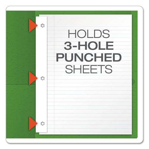 Twin-Pocket Folders with 3 Fasteners, Letter, 1/2" Capacity, Green, 25/Box