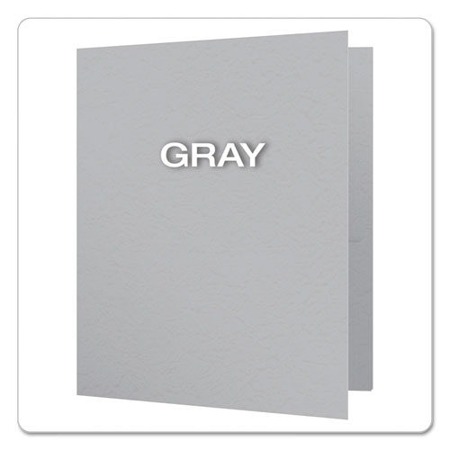 Twin-Pocket Folders with 3 Fasteners, Letter, 1/2" Capacity, Gray, 25/Box