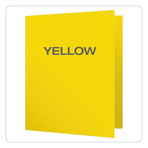 Twin-Pocket Folders with 3 Fasteners, Letter, 1/2" Capacity, Yellow, 25/Box