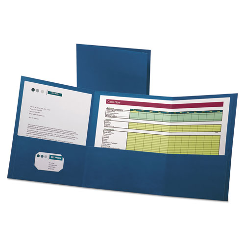 Tri-Fold Folder W/3 Pockets, Holds 150 Letter-Size Sheets, Blue
