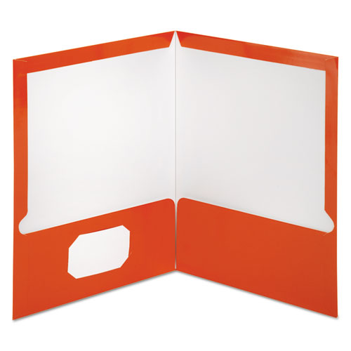 Image of Oxford™ Two-Pocket Laminated Paper Folder, 100-Sheet Capacity, 11 X 8.5, Metallic Copper, 25/Box