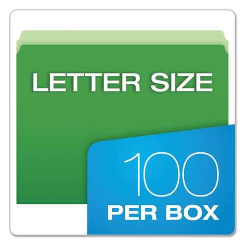 Colored File Folders, Straight Tab, Letter Size, Green/Light Green, 100/Box