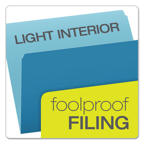 Image of Pendaflex® Colored File Folders, Straight Tabs, Letter Size, Blue/Light Blue, 100/Box