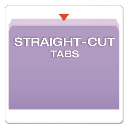Colored File Folders, Straight Tabs, Letter Size, Lavender/Light Lavender, 100/Box