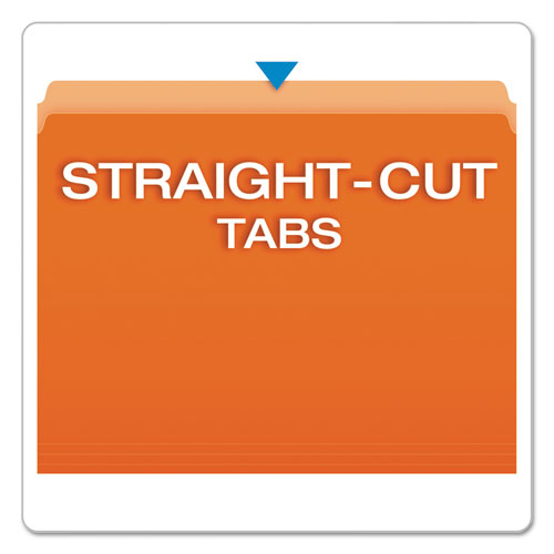 Colored File Folders, Straight Tab, Letter Size, Orange/Light Orange, 100/Box