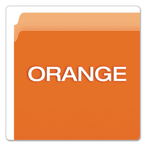 Colored File Folders, Straight Tab, Letter Size, Orange/Light Orange, 100/Box