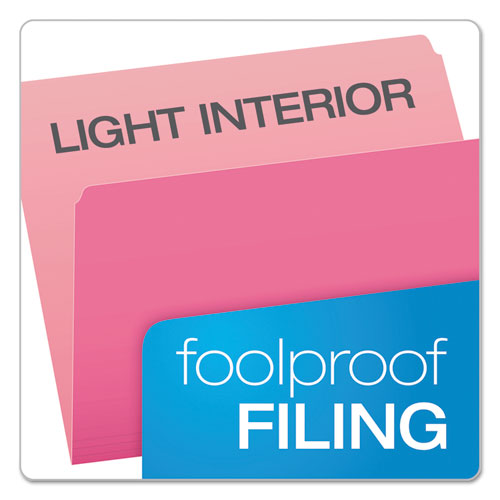 Colored File Folders, Straight Tab, Letter Size, Pink/Light Pink, 100/Box