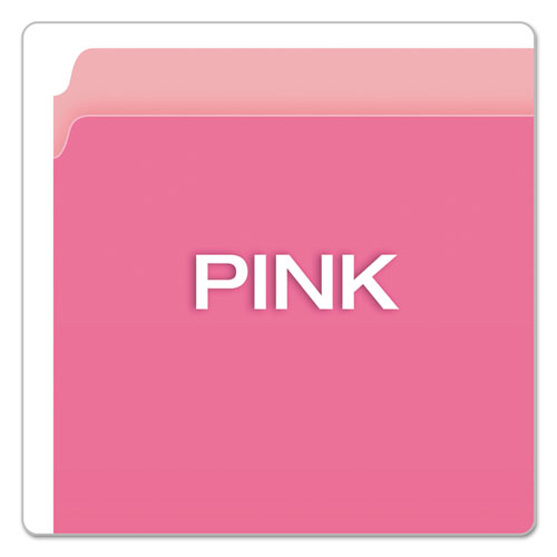 Colored File Folders, Straight Tab, Letter Size, Pink/Light Pink, 100/Box