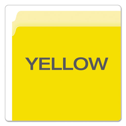 Colored File Folders, Straight Tab, Letter Size, Yellowith Light Yellow, 100/Box