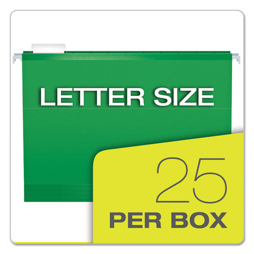 Image of Colored Reinforced Hanging Folders, Letter Size, 1/5-Cut Tabs, Bright Green, 25/Box