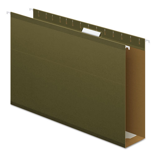 Image of Pendaflex® Extra Capacity Reinforced Hanging File Folders With Box Bottom, 3" Capacity, Legal Size, 1/5-Cut Tabs, Green, 25/Box