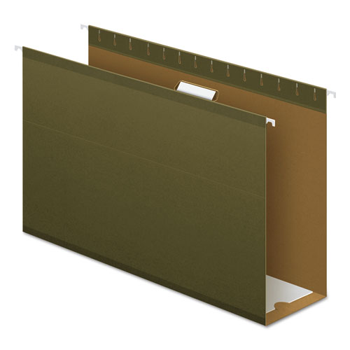 Pendaflex® Extra Capacity Reinforced Hanging File Folders with Box Bottom, 1" Capacity, Legal Size, 1/5-Cut Tabs, Green, 25/Box